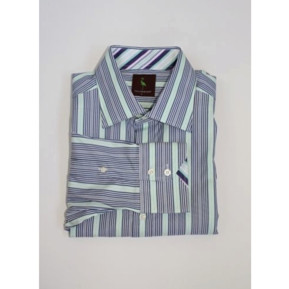 Green & Blue Striped Long Sleeve Button Down Shirt - Picture 3 of 3